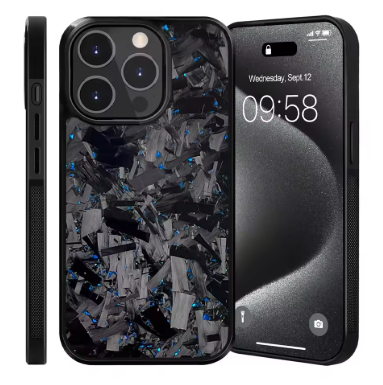 Coque en Carbone Forgé Iphone Bleu (MagSafe)