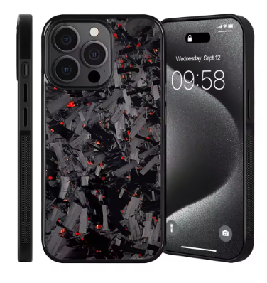 Coque en Carbone Forgé Iphone Rouge (MagSafe)