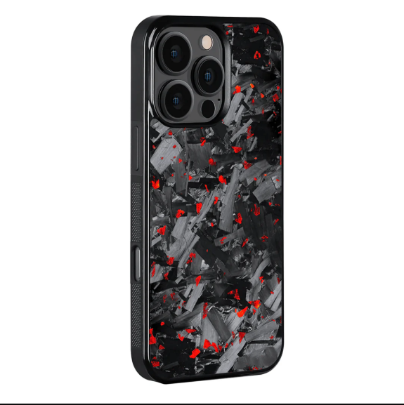 Coque en Carbone Forgé Iphone Rouge (MagSafe)