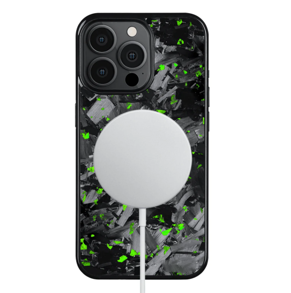 Coque en Carbone Forgé Iphone Vert (MagSafe)